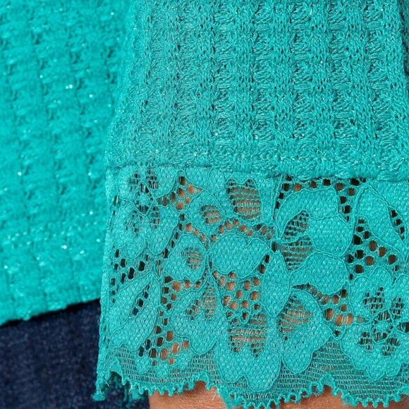 LOGO By Lori Goldstein Waffle Top Size Medium Pockets NWOT - Picture 5 of 12